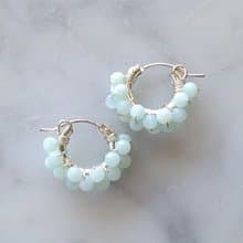 SV925SF Amazonite wrapped pierced earrings / clip on