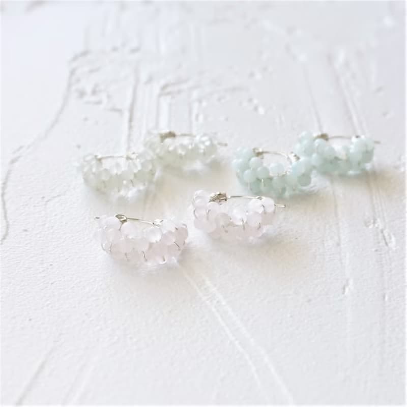 SV925SF Amazonite wrapped pierced earrings / clip on