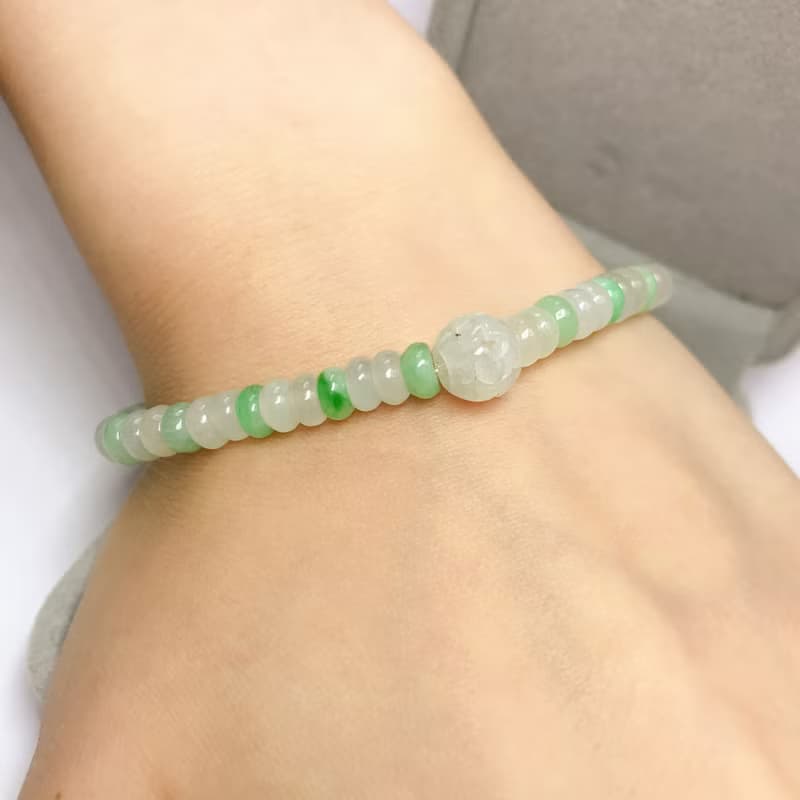 冰種翡翠算盤珠手珠手鍊 | 天然緬甸玉A貨翡翠 | 送禮