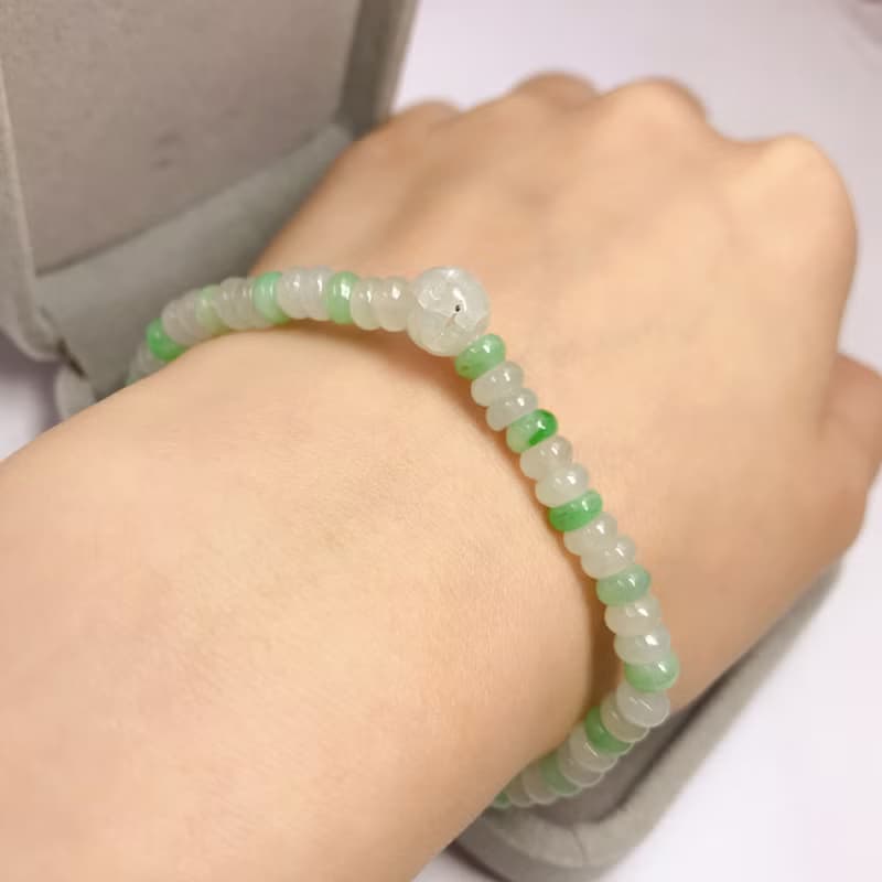 冰種翡翠算盤珠手珠手鍊 | 天然緬甸玉A貨翡翠 | 送禮