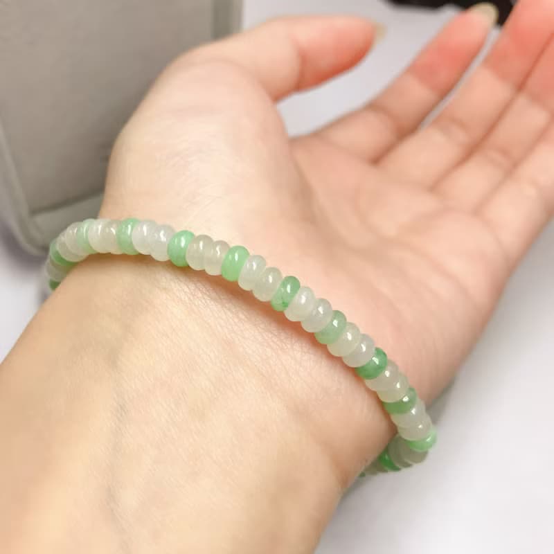 冰種翡翠算盤珠手珠手鍊 | 天然緬甸玉A貨翡翠 | 送禮