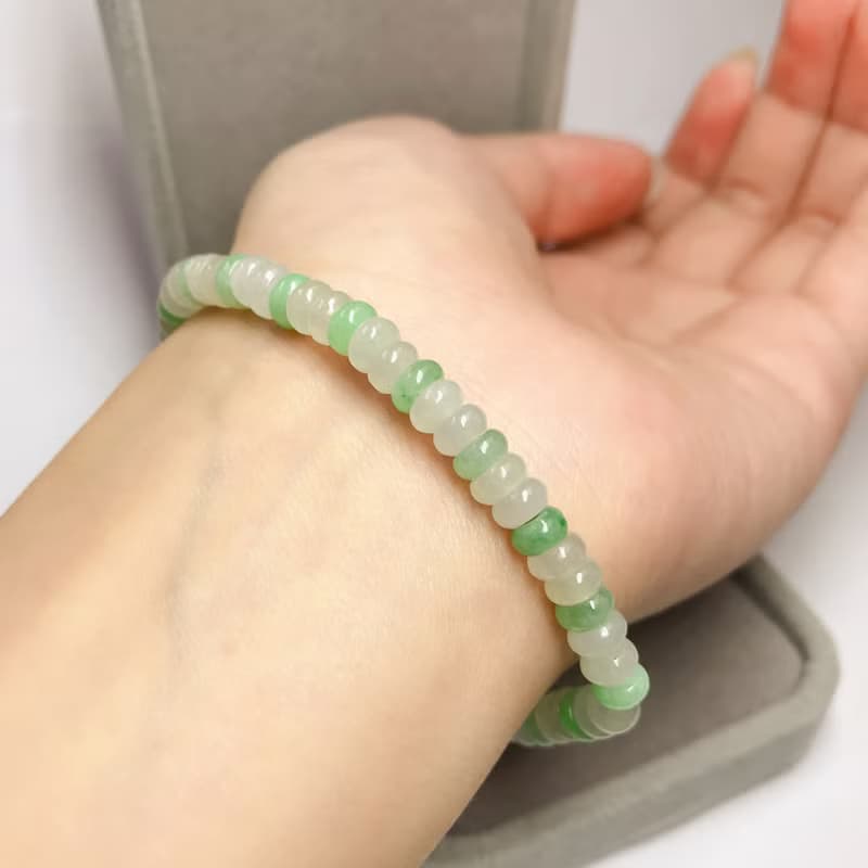 冰種翡翠算盤珠手珠手鍊 | 天然緬甸玉A貨翡翠 | 送禮