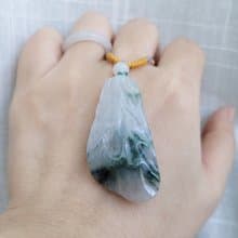 【親翠】天然翡翠 冰飄黃自帶山水感極美意境原石項鍊 | 意境藝術