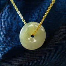 【願‧平安】冰黃飄花翡翠平安扣項鍊 | 天然緬甸玉A貨翡翠 |送禮