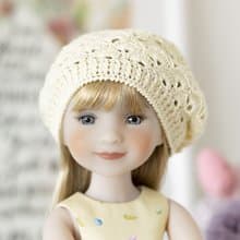 Crocheted beret for doll Ruby Red Fashion Friends (37 cm/14.5 inches), doll hat