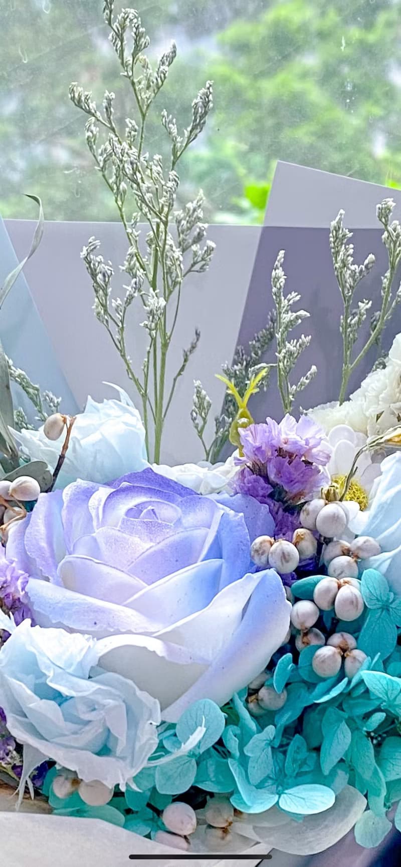 灰藍玫瑰花束 (s size)