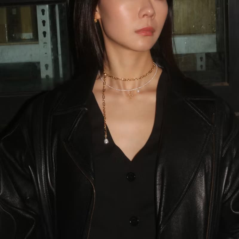 【手作設計】(現貨)Rebel 巴洛克十字架天然米粒珍珠項鍊