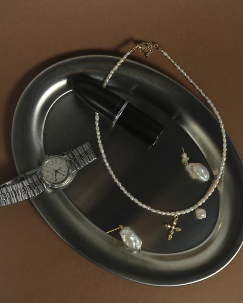 【手作設計】(現貨)Rebel 巴洛克十字架天然米粒珍珠項鍊