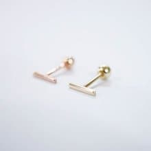 轉珠 14K 微澎細線條耳環 鎖珠耳環