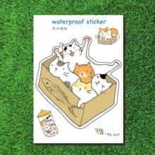 3貓小舖~貓紙箱-大型防水貼紙(插畫家:貓小姐)