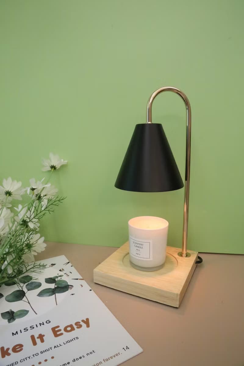 STARRY 香氛融蠟燈 - 北歐風橡木底座(黑色) 定時款/調光款