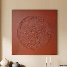 Textured Moon Painting | Terracotta Moon | Moon Painting Terracotta | Red Moon
