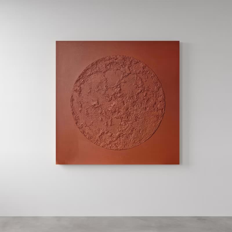 Textured Moon Painting | Terracotta Moon | Moon Painting Terracotta | Red Moon