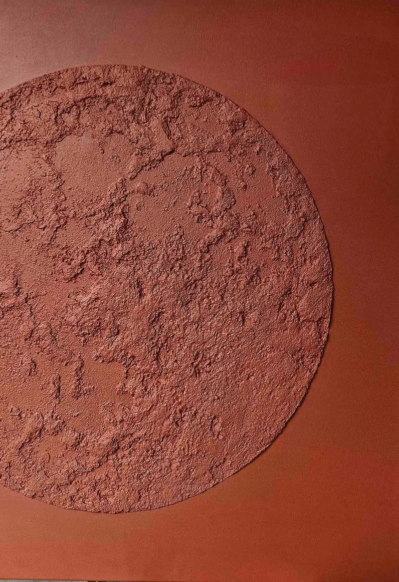 Textured Moon Painting | Terracotta Moon | Moon Painting Terracotta | Red Moon