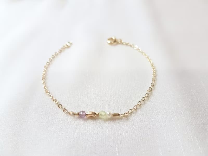 溫室裡的花 ‧ 紫水晶 葡萄石 珍珠 細手鍊