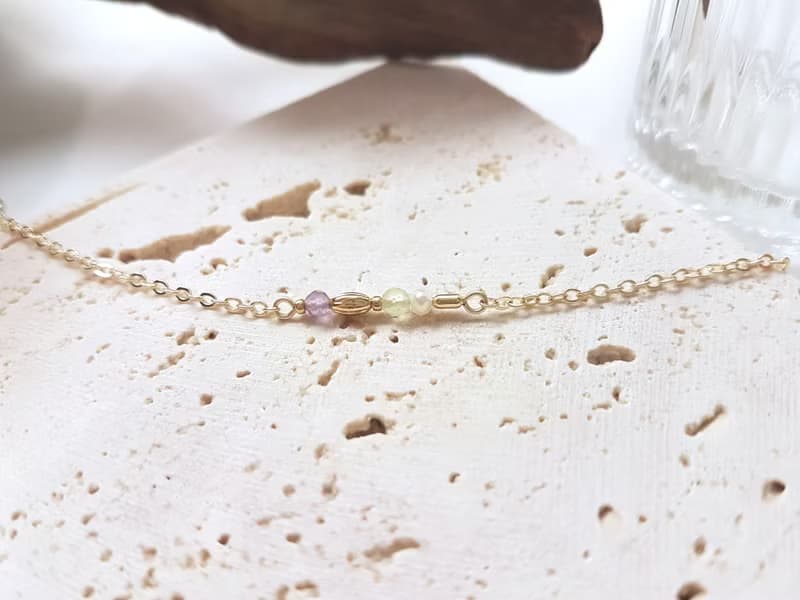 溫室裡的花 ‧ 紫水晶 葡萄石 珍珠 細手鍊