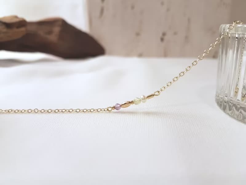 溫室裡的花 ‧ 紫水晶 葡萄石 珍珠 細手鍊