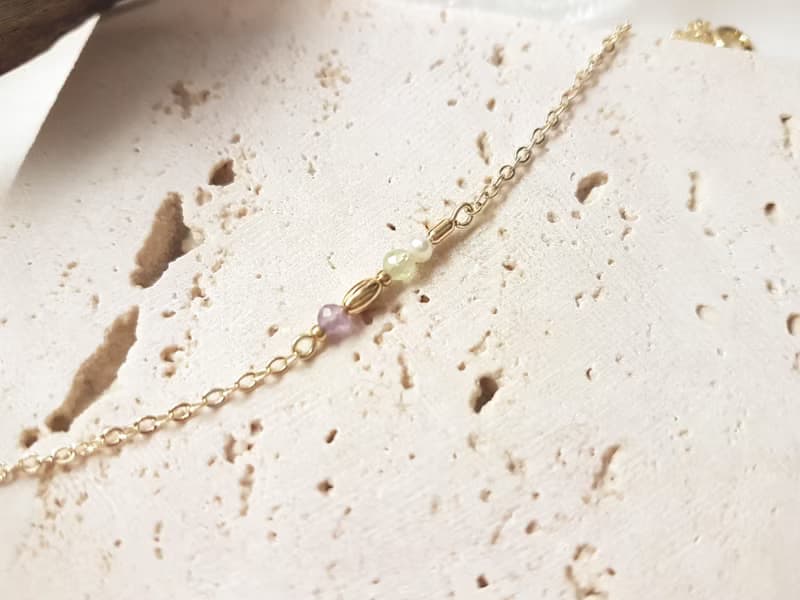 溫室裡的花 ‧ 紫水晶 葡萄石 珍珠 細手鍊