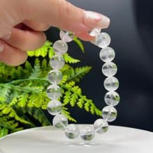 高品質天然白色幽靈水晶手串11.5mm冰透聚寶盆白水晶手錬凈化能量