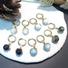 VIIART。大果實。天然石森系復古黃銅耳環-可改夾式