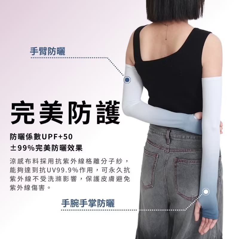 【MEGA COOUV】防曬涼感漸層無止滑手掌袖套 UV-F502