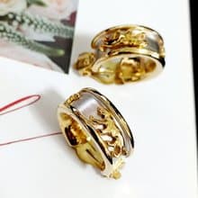 vintage jewelry  古典金色環形金錢豹夾式耳環