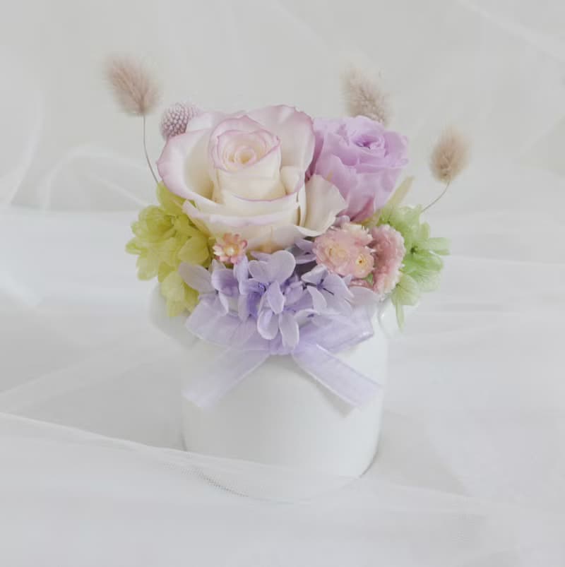 夢幻清新紫白永生盆花 結婚捧花永生乾燥花畢業康乃馨生日禮物七