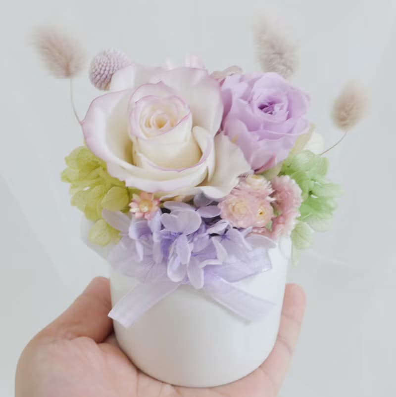 夢幻清新紫白永生盆花 結婚捧花永生乾燥花畢業康乃馨生日禮物七