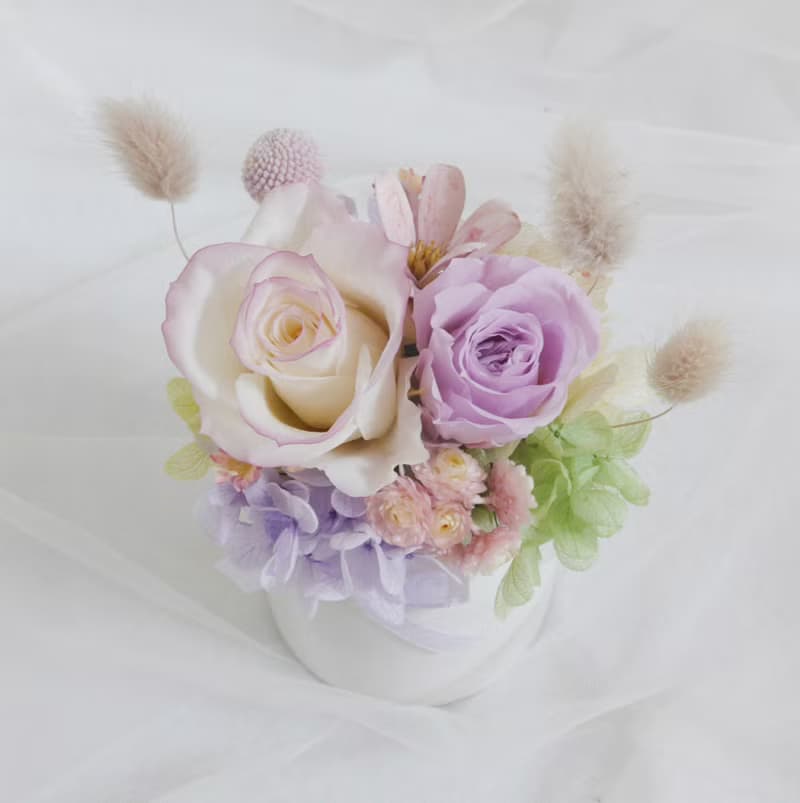 夢幻清新紫白永生盆花 結婚捧花永生乾燥花畢業康乃馨生日禮物七