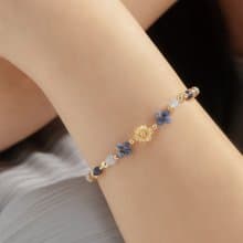 花語時光 | 藍紋石 黃塔晶 黃水晶 藍紋瑪瑙 白瑪瑙 | 編織水晶手