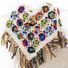 童裝 民族風純羊毛斗篷/印地安流蘇披巾/波希米亞斗篷披肩-花朵