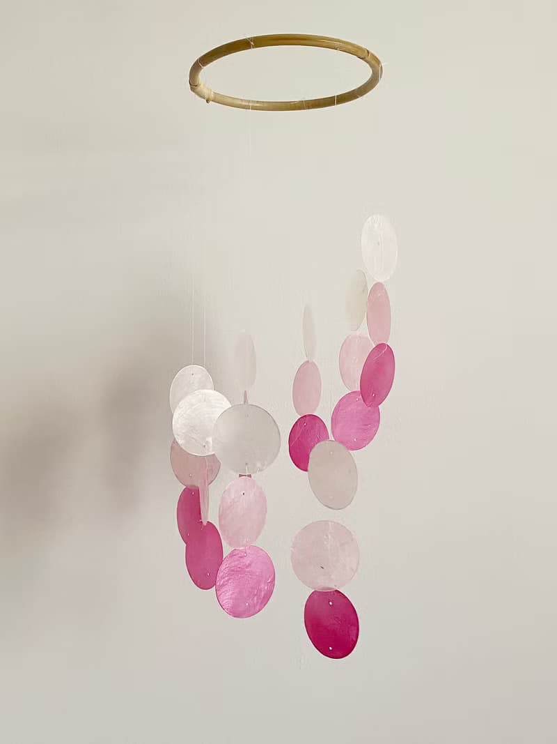 PRE-MADE | Italian Xylophone_Pink Circle | Shell Wind Chime Mobile | #0-328