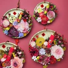 乾燥花米篩開運新年春聯掛飾-招財進寶款21-30cm