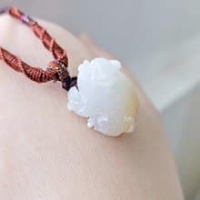 【親翠】天然翡翠 冰飄冰糖黃吉祥尾有球必應豬項鍊 養成系美豬豬
