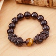 天然冰種黑曜石雙貔貅手鍊(含開光)驅邪、化煞、轉運、增財