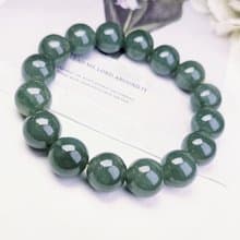 |財水源源不絕|緬甸A貨翡翠冰老油青大卡珠13.5mm手串珠串