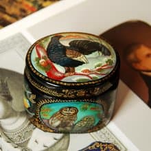 Birds Lacquer box small hand painted decorative art Christmas Gift Wrapping