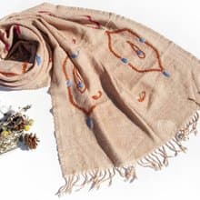 喀什米爾Cashmere/水煮羊毛披肩/針織圍巾/刺繡圍巾/羊絨披巾-花