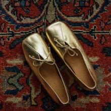 日本產鏡面小羊皮 方頭鏤空蝴蝶結芭蕾鞋 手工製 銀/金/銅/黑