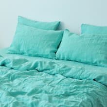 Cyan linen duvet cover / Softened linen / Comforter cover / Quilt cover