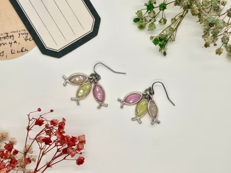 原創耳飾 恩典漣漪 暖暖耶穌魚 福音創作 手作 樹脂 耳環