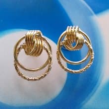 Vintage Jewelry 西洋古董飾品 金色調 經典 摩登 繩圈 針式耳環