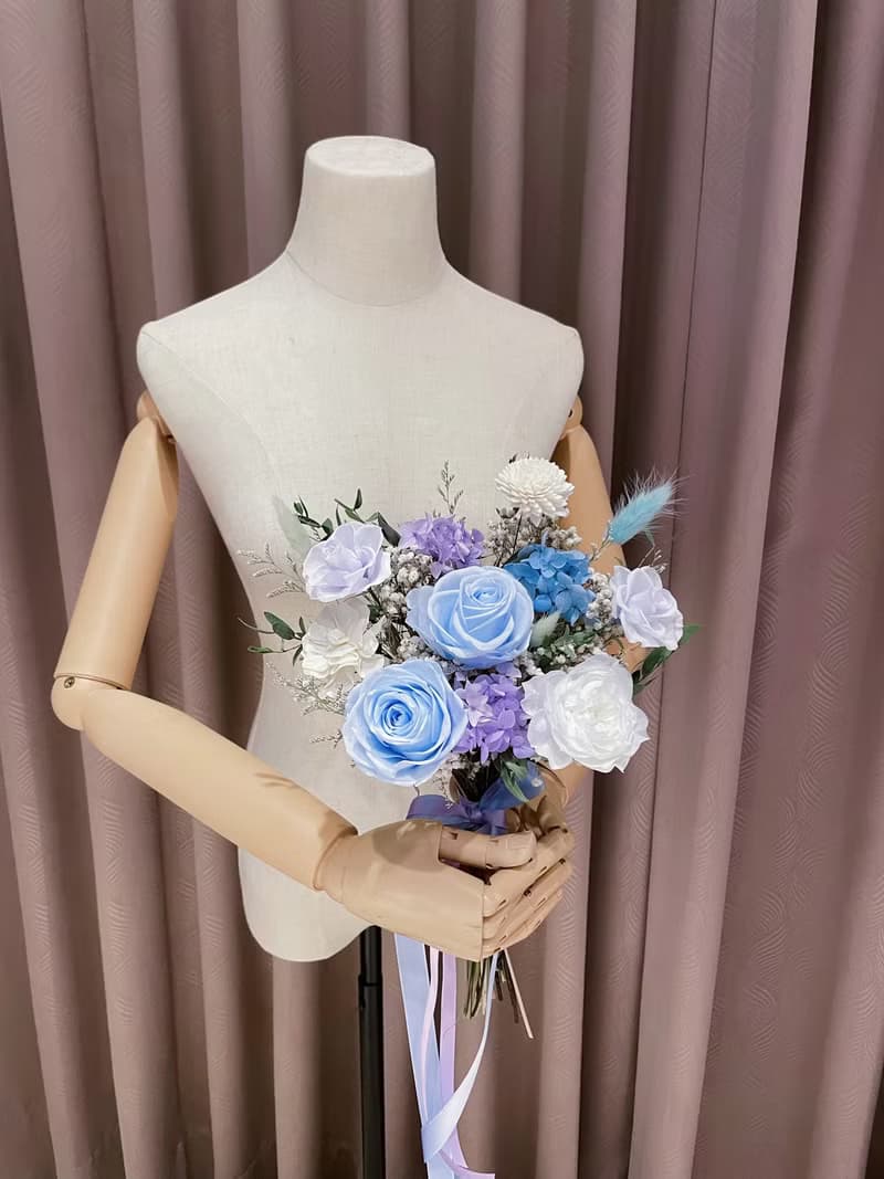 藍紫色永生花捧花 新娘捧花 乾燥花捧花 結婚花束 外拍花束