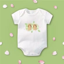 花見寶寶木屐 短袖包屁衣 白 寶寶 嬰兒 彌月 滿月 禮物