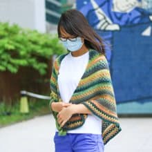 多用途三角鉤織羊毛絨披肩 - 夏秋之間