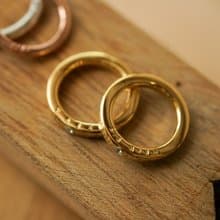 木紋印字925純銀 18K鍍金戒指 (鋯石) 手工刻字戒指