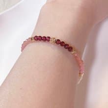 粉紅桃花 手作氣質手鍊 天然石 紅紋石/紅石榴石/天然淡水珍珠