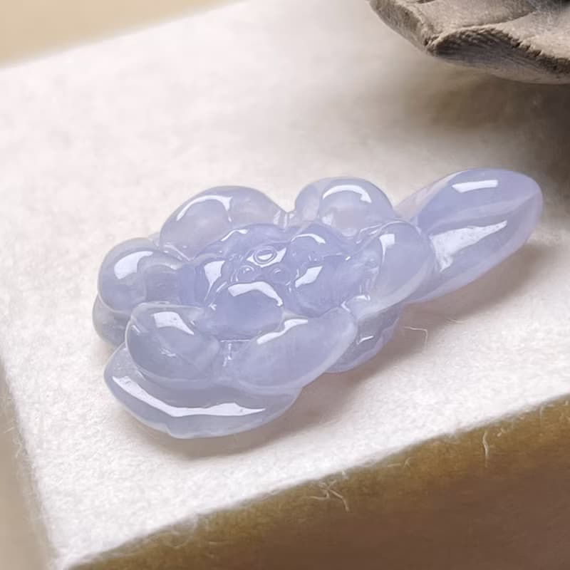 冰種紫羅蘭翡翠蓮花 | 裸石 | 天然緬甸玉A貨翡翠 | 送禮