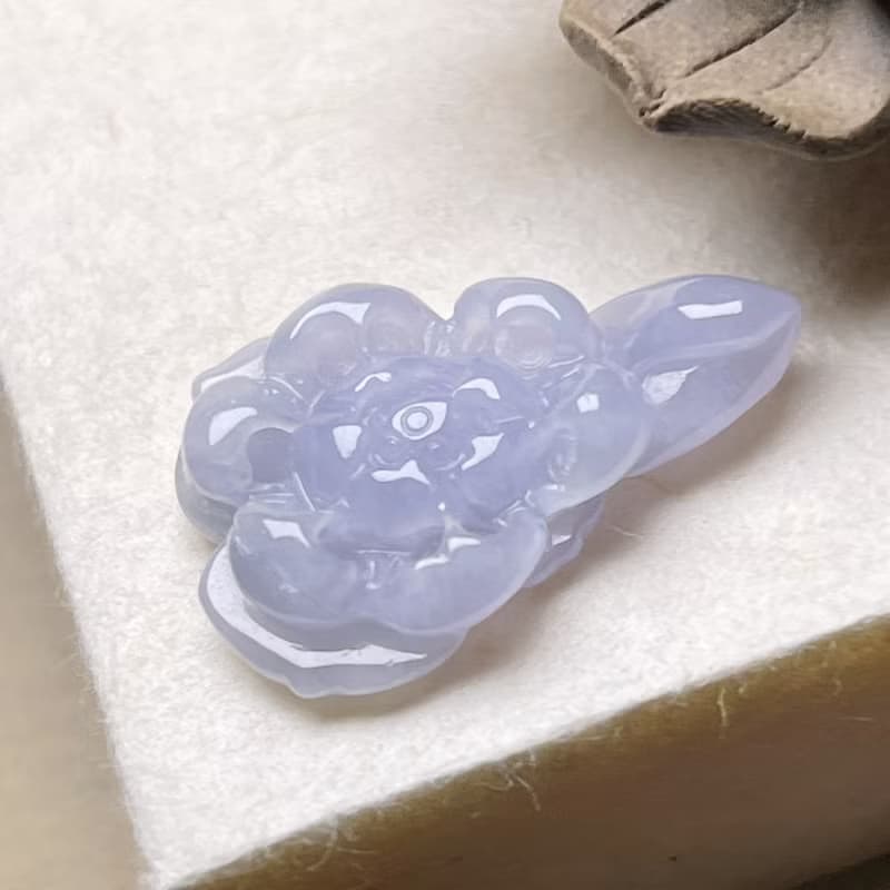 冰種紫羅蘭翡翠蓮花 | 裸石 | 天然緬甸玉A貨翡翠 | 送禮
