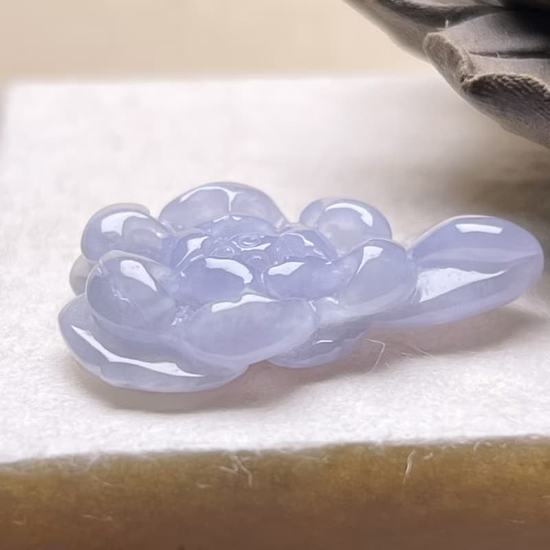 冰種紫羅蘭翡翠蓮花 | 裸石 | 天然緬甸玉A貨翡翠 | 送禮